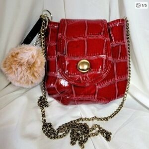 Mini Red Crock Embossed Crossbody Handbag w/ Pompom & Whistle – NWT
